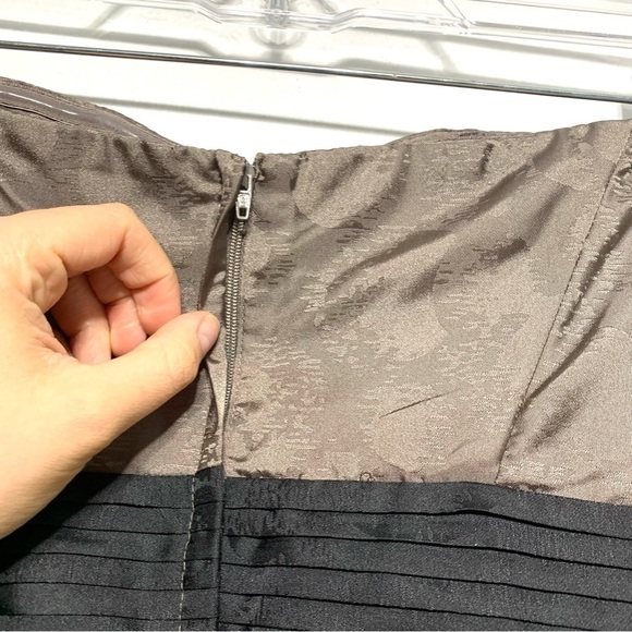 H&M Brown & Black Sweetheart Neckline Strapless Cocktail Dress Pleated size 4 - Picture 6 of 9